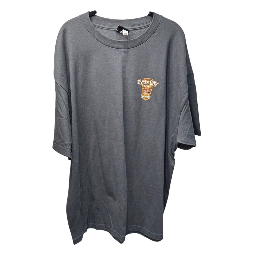 Harley-Davidson Mens Cycle City Honolulu Hawaii Tiki Graphic T-Shirt Gray 2XL
